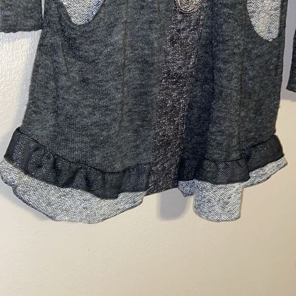 The Pyramid Collection Cardigan Small Gray Mixed Media Button Front - Picture 7 of 9